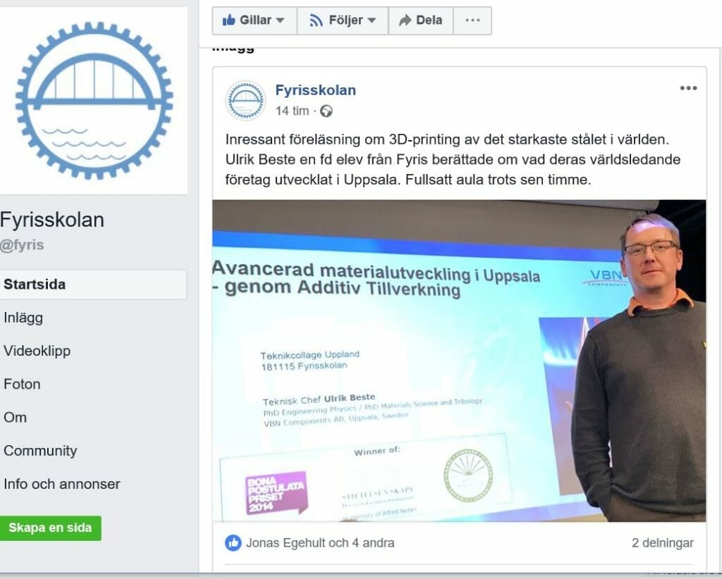 FB inlägg Fyrisskolan